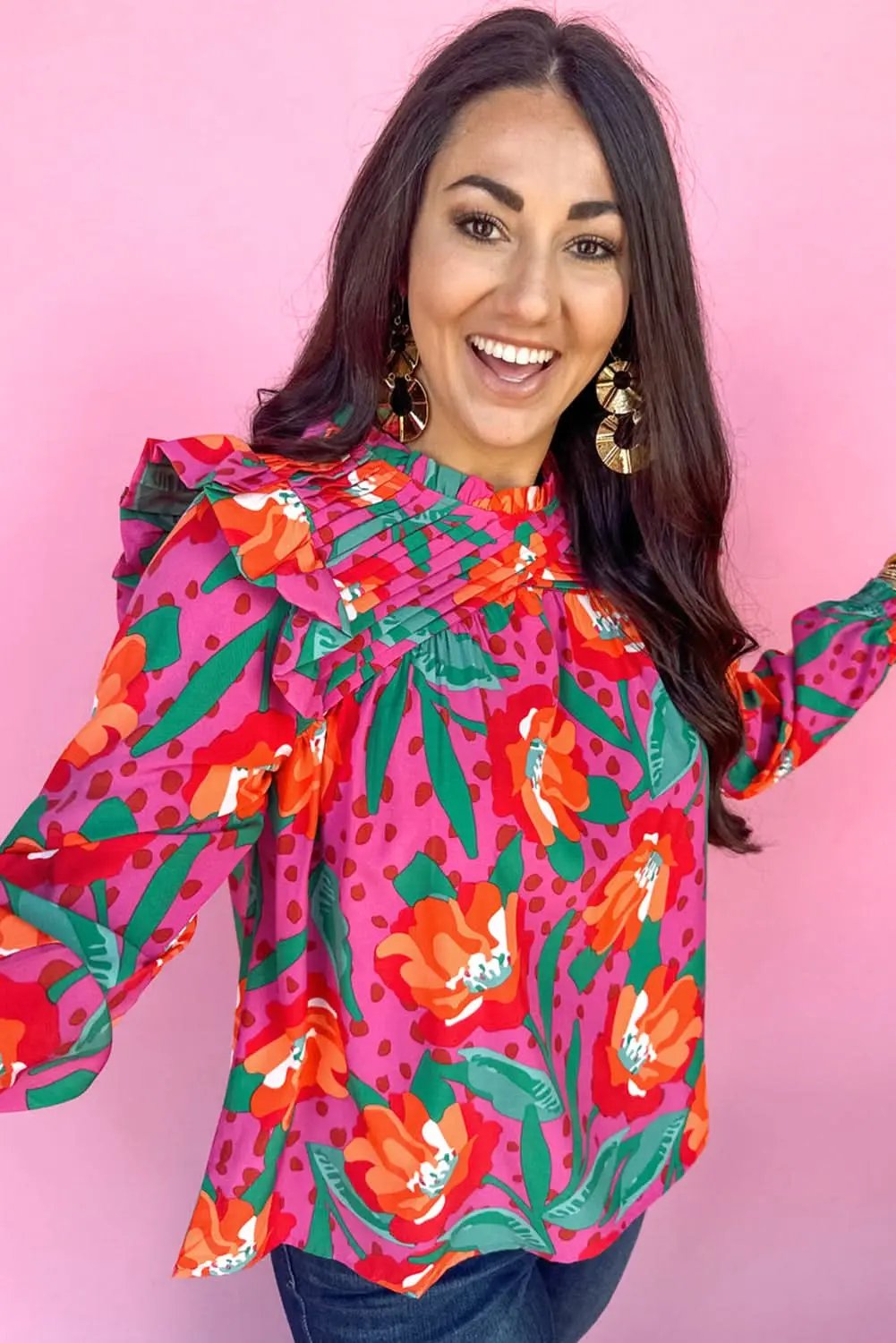 Plus size floral ruffle blouse - Love Salve